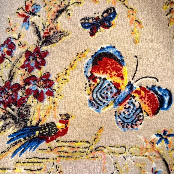 Miss Me Top S Floral Butterfly Print Hippy Boho Bell Sleeve Peasant Shirt Blouse - Picture 5 of 8